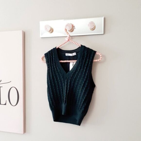 NWT Zara green open weave ribbed sleeveless knit top S - Picture 7 of 8